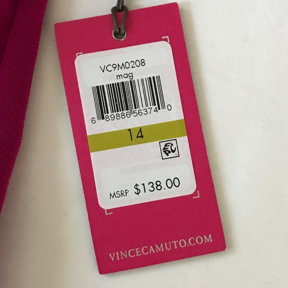 VINCE CAMUTO Fit & Flare Dress Long Sleeve Magenta Pink Women's Plus Size 14 - Picture 11 of 16